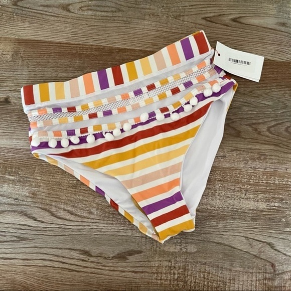 NWT Keep Confident Orange Stripe Bikini Bottom - Picture 4 of 6